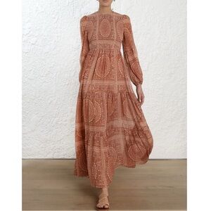 Elegant Primrose Paisley Crinkle Maxi Dress